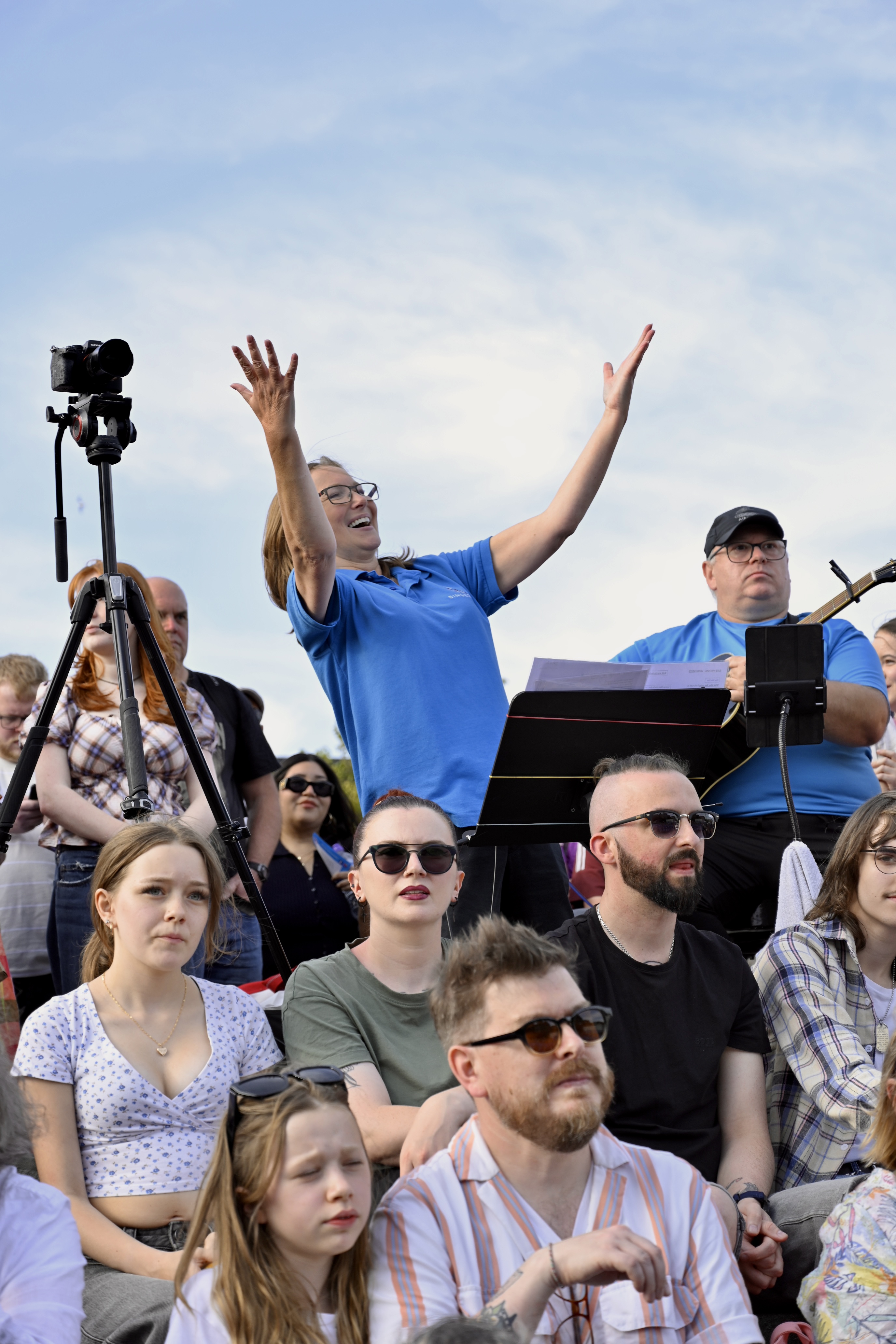 Choir coach directing a performance