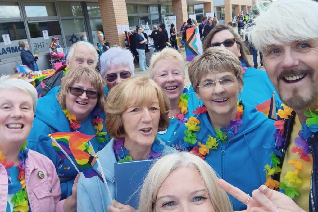 Choir members smiling