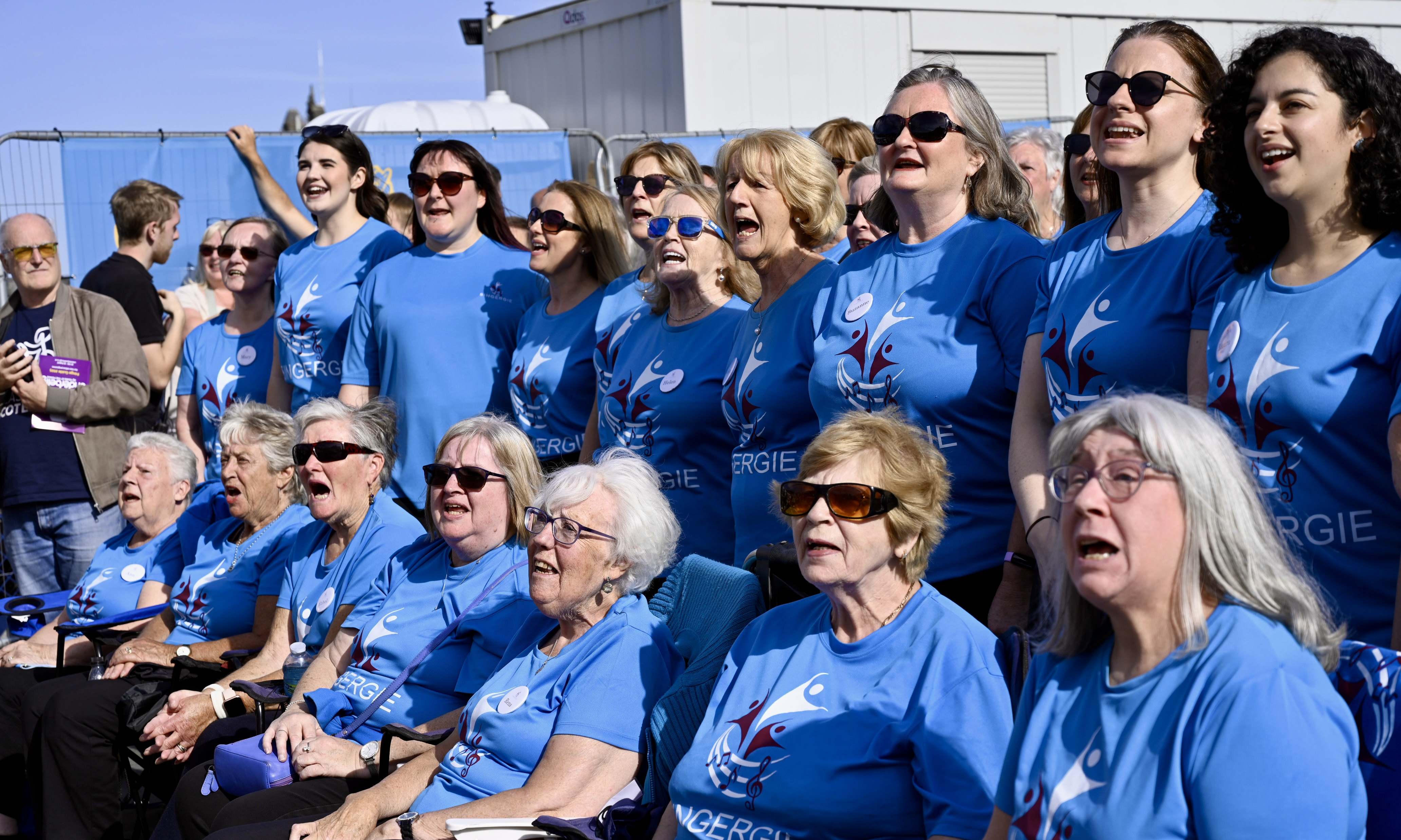 Choir members singing